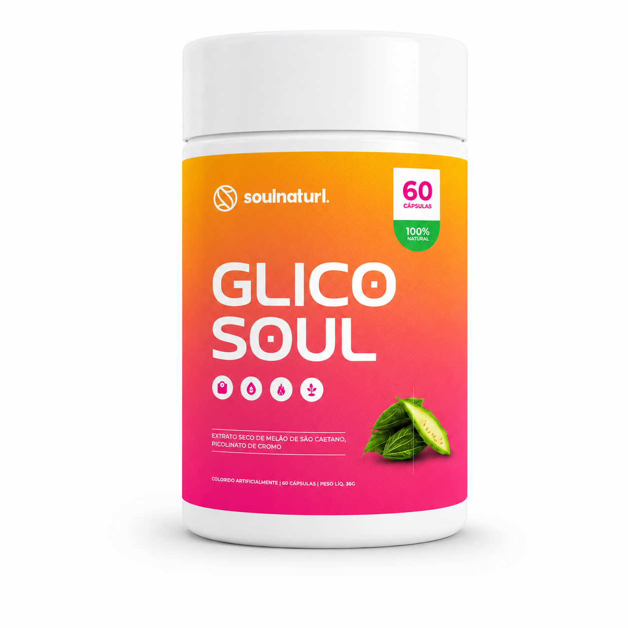 Pote de GlicoSoul sobre fundo claro